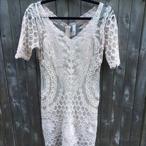 Yoana Baraschi Ivory Lace Shift Dress